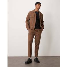 ASOS DESIGN Tapered Smart Co-Ord Pull On Trousers - Brown Rib