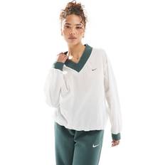 Nainen - Vihreä Paidat Essential Woven Long Sleeve V-Neck Top - Sail/Green