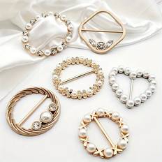Funky Chic Rhinestone Pearl Diy Buttons 6pcs