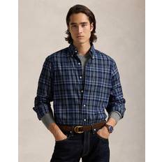 Blue - Flannel Shirts Polo Ralph Lauren Icon Logo Check Performance Twill Shirt - Mid Blue