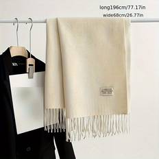 Vaatteet Temu Letter Patched Winter Scarf - Creamy White