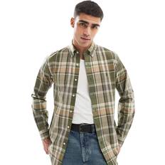 Polo Ralph Lauren Green Shirts Polo Ralph Lauren Icon Logo Check Stretch Poplin Shirt - Dark Green