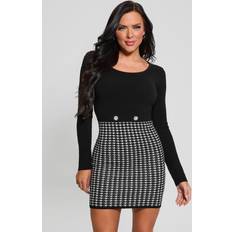 Guess Kläder Guess Gabriella LS CN Dress - Black/White Pied
