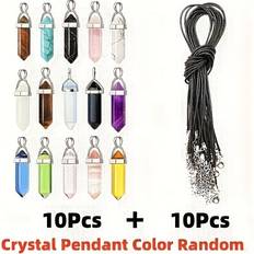 Leather Charms & Pendants Temu Artificial Crystal Hexagonal Quartz Pendants - Synthetic