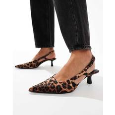 Stradivarius Wide Fit Slingback Heeled Court Shoe - Leopard Print/Multi