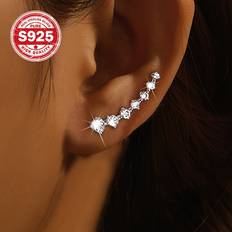 Temu Sterling Silver Cubic Zirconia Earrings - Sparkly