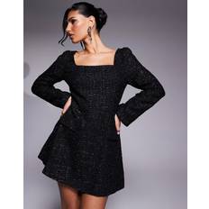 In The Style Black Tweed Fit And Flare Mini Dress - Hannah Brown