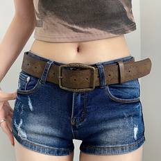 Denim Belts Temu Floral Embossed Belt - Brown