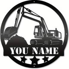 Temu Custom Personalized Excavator Driver Metal Sign Wall Decor