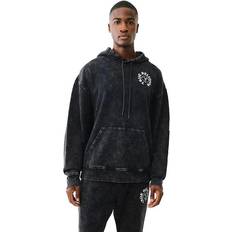 True Religion Men Jumpers True Religion Mineral Wash Buddha Face Hoodie - Black