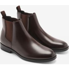 Faux Leather - Men Chelsea Boots Leather-Effect Chelsea Ankle Boots - Brown