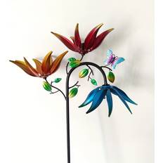 Temu Large Metal Windmill With Flowers and Butterflies