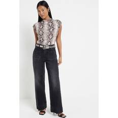 River Island Petite Wide Leg Jeans - Black