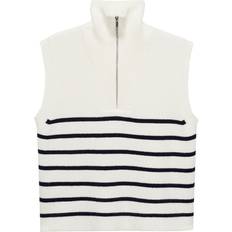 Mango Knitted Gilet With Zip - Navy