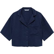 Mango Bambie Short Sleeve Cotton Shirt - Night Blue