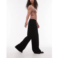 Mango Women Trousers Mango Velvet Wide Leg Trousers - Black