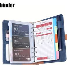 Temu A6 Budget Binder Wallet Blue Leather