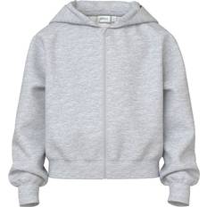 Gråa Stickade tröjor Barnkläder Name It Mille Short Regular Sweat Cardigan - Light Grey Melange