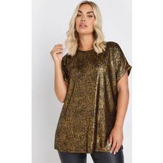 Gold Blouses Yours Printed Foil Print Top - Black/Gold