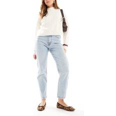 Stradivarius Cotton Slim Mom Jean with Stretch - Washed Blue