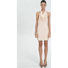 Mango Korta klänningar Mango Draped Neck Satin Dress - Light Beige