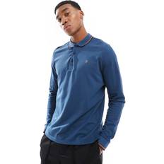 FARAH Alvin Tipped Long Sleeve Polo Shirt - Deep Blue