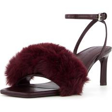 Rosso Sandali con tacco Bershka Faux Fur Heeled Sandals - Burgundy/Red