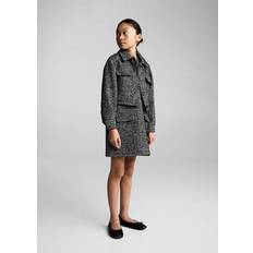 Wool Outerwear Mango Herringbone Crop Jacket - Black