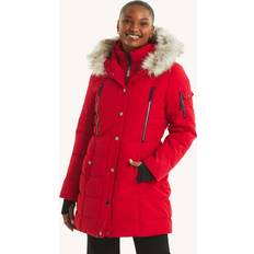 Red Jackets Nautica Women's Faux Shearling Hooded Puffer Jacket - Multi