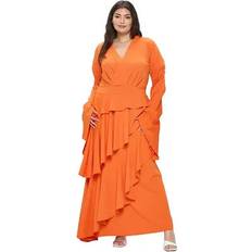 Orange - Short Dresses L I V D Plus Size Zeta Ruffled Drama Dress - Orange