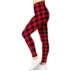 Red Tights Satina Christmas Leggings - Highwaisted Red Plaid