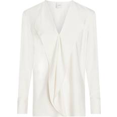Calvin Klein Dam Överdelar Calvin Klein Blus Natural Sheen LS Draped Blouse - Vit