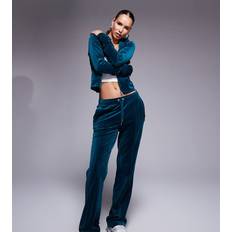 Juicy Couture Velour Mjukisbyxor Med Raka Ben Set - Mörkt Blågrön