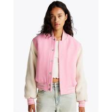 Viscose Jackets Tommy Jeans Varsity Padded Bomber Jacket With Wool - Multi-Pink