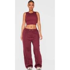 PrettyLittleThing Shape Burgundy Binded High Waist Joggers - Red