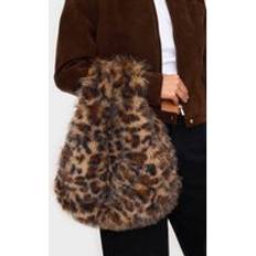 Faux Fur Bags PrettyLittleThing Leopard Faux Fur Tote Handbag - Animal