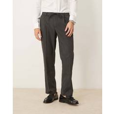 Flannel - Men Pants Mango Regular-Fit Pleated Trousers - Gray