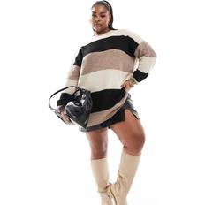 Yours Colour Block Jumper - Neutral/Chocolate/Multi