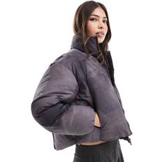 Pull&Bear Washed Effect Padded Puffer Jacket - Grey