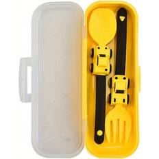 Plast Barnbestick Temu Children Cartoon Racing Fork And Spoon Set