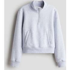 Enfärgade Sweatshirts H&M Flicka Sweatshirt Med Dragkedja - Gråmelerad