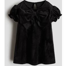 Velour Children's Clothing H&M Baby Bow-detail Velour Dress - Black