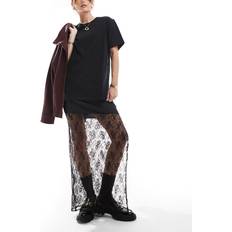 Spets Kjolar New Look Slinky Lace Midi Skirt - Black