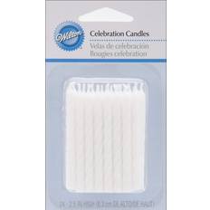 White Cake Candles Wilton Birthday Candles 2.5" White Striped Spirals 24 Pkg