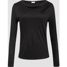 S.Oliver Damen Hemden s.Oliver Geripptes Jersey-Shirt mit Cut-Out - Schwarz