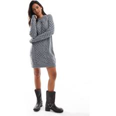 Tommy Hilfiger Grey Dresses Tommy Hilfiger Star Knit Mini Jumper Dress - Light Grey