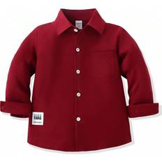 Solid Colours Shirts Shein Casual Long Sleeve Shirt - Solid Color