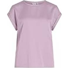 Vaaleanpunainen Puserot Vila Round Neck Short Sleeved Top