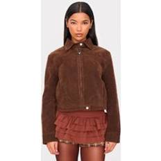 PrettyLittleThing Brushed Faux Suede Seam Detail Jacket - Brown