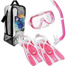 Pink Snorkel Sets Scuba Monkey Dive Center LLC, TUSA Sport Youth Mini-Kleio Hyperdry Mask Snorkel & Fins Travel Set Clear Pink